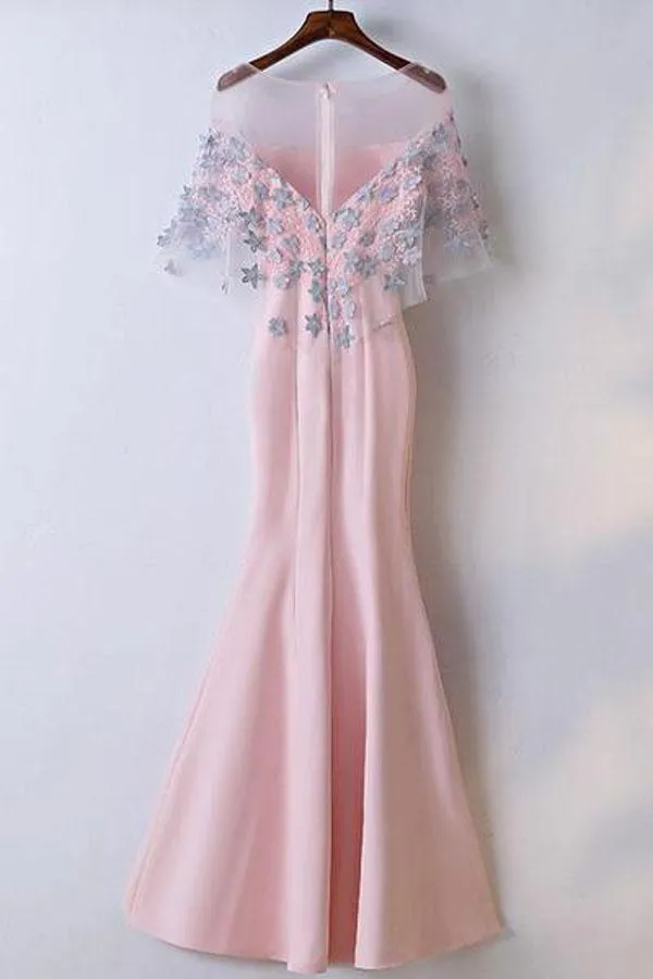 Mermaid Floor Length  Affordable Pink Prom Dresses Party Dresses PG517