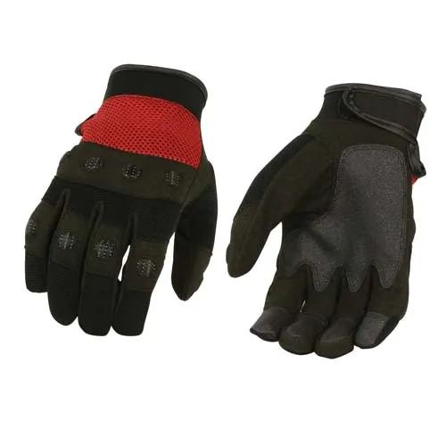 Milwaukee Leather SH76102 Men's Black and Red Textile Mesh Motorcycle Mechanics Hand Gloves W/ Amara Cloth Bottom