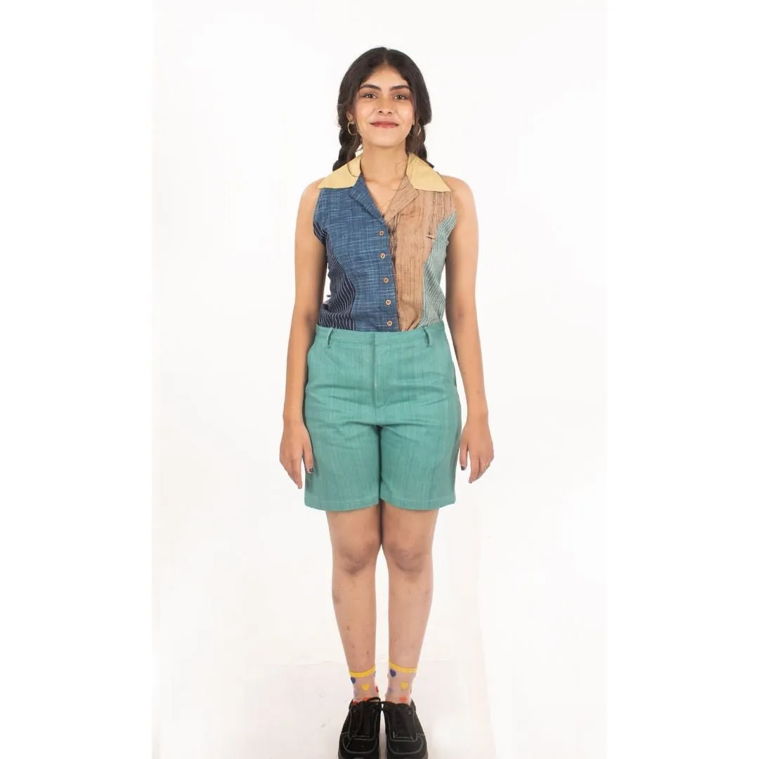 Mojito Upcycled Teal Khadi Denim Shorts