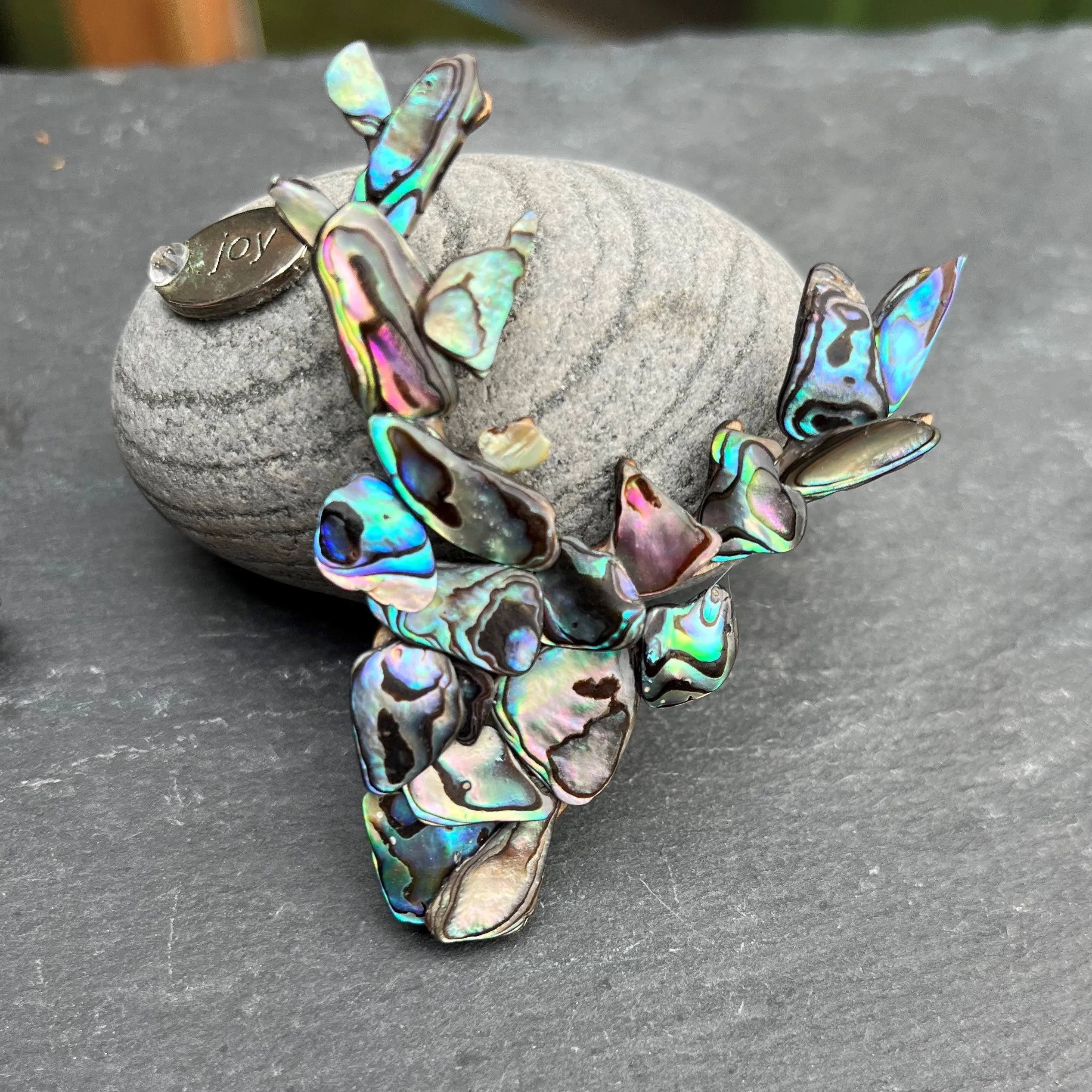 Mosaic Paua Shell Brooches - by Mhairi Sim - Girl Paua