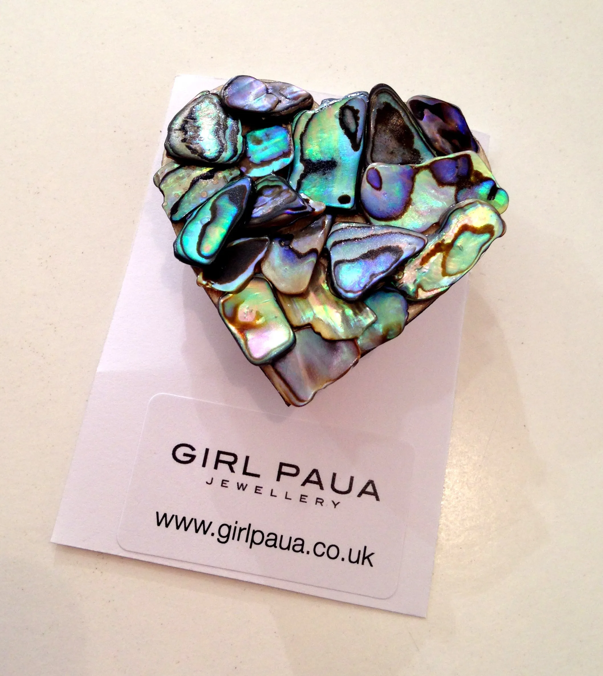 Mosaic Paua Shell Brooches - by Mhairi Sim - Girl Paua