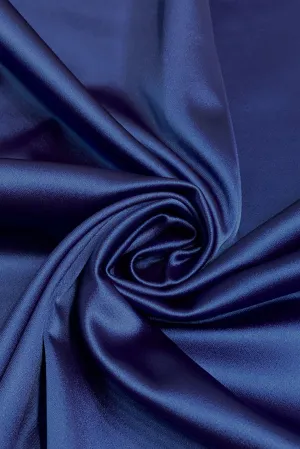 Navy Italian Stretch Satin Fabric