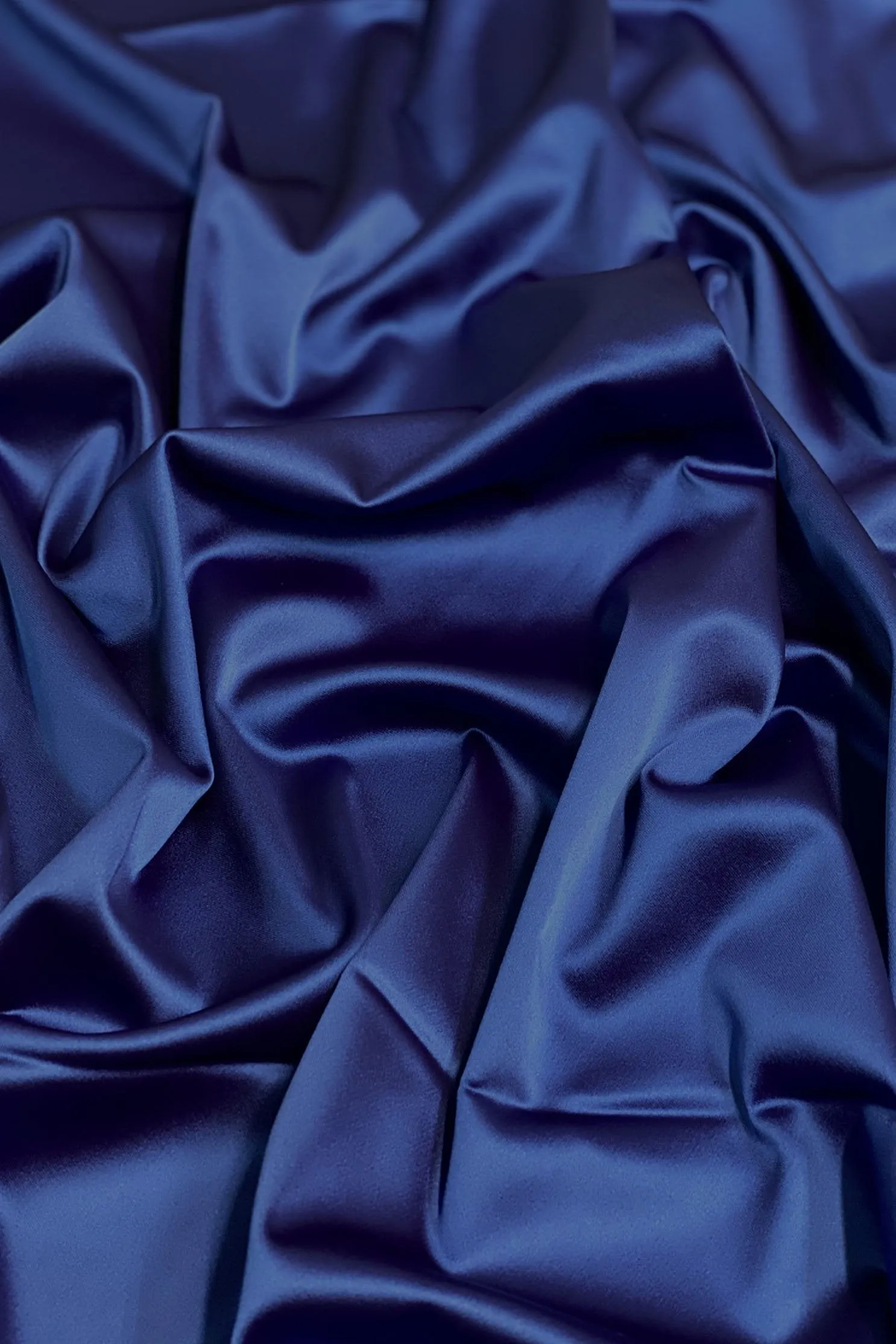 Navy Italian Stretch Satin Fabric