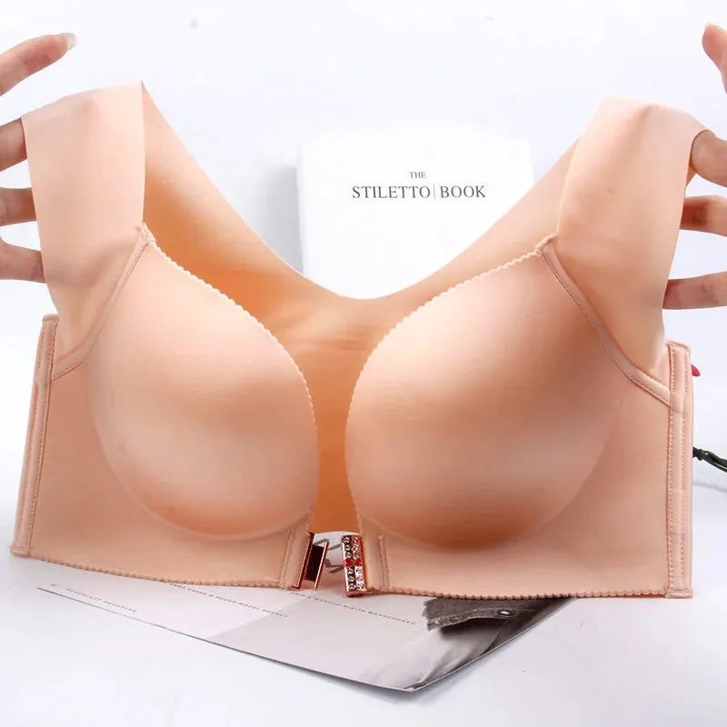 OCW Bra Wireless Jewel Front Buckle Seamless Pad Breathable Enhancing Split Big Size Lingerie