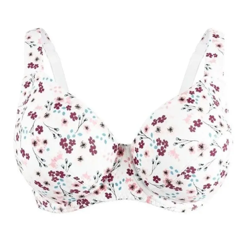 OCW Comfort Cotton Wireless Breathable Plus Size Floral Bra