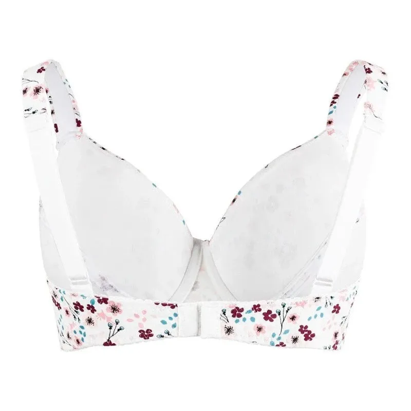 OCW Comfort Cotton Wireless Breathable Plus Size Floral Bra