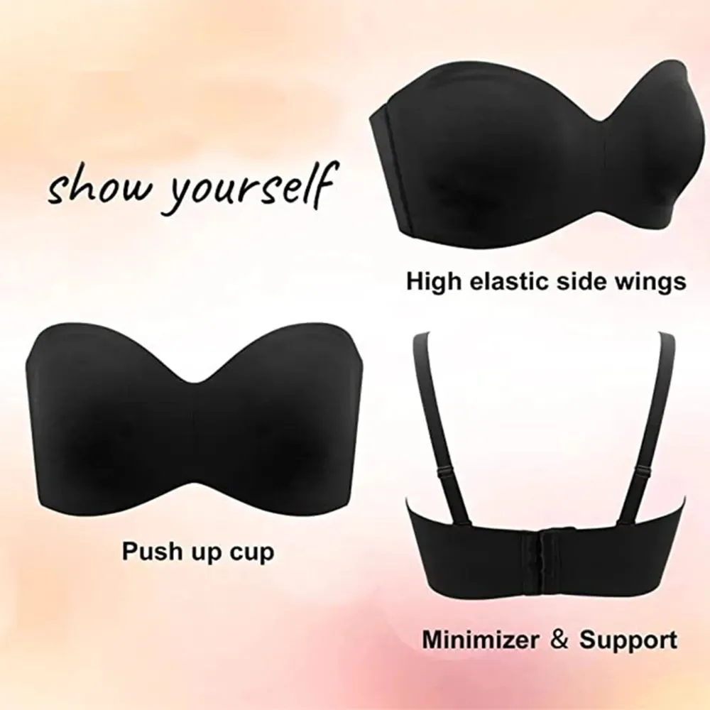 OCW Strapless Push Up Bra Convertible Seamless Plus Size Bandeau