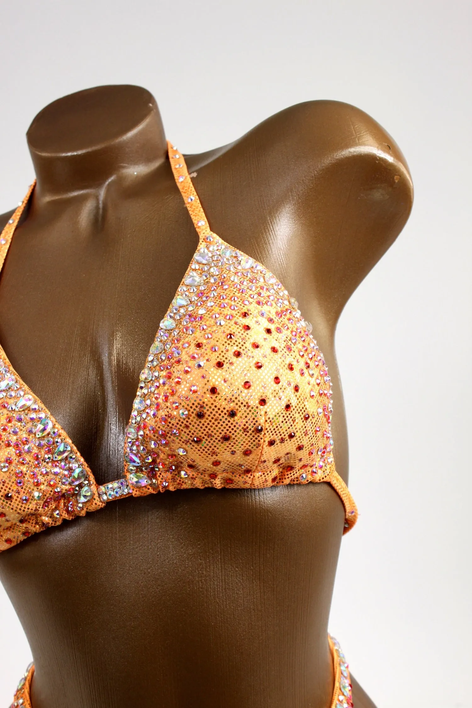 Orange Gradient AB Crystals Figure Competition Suit