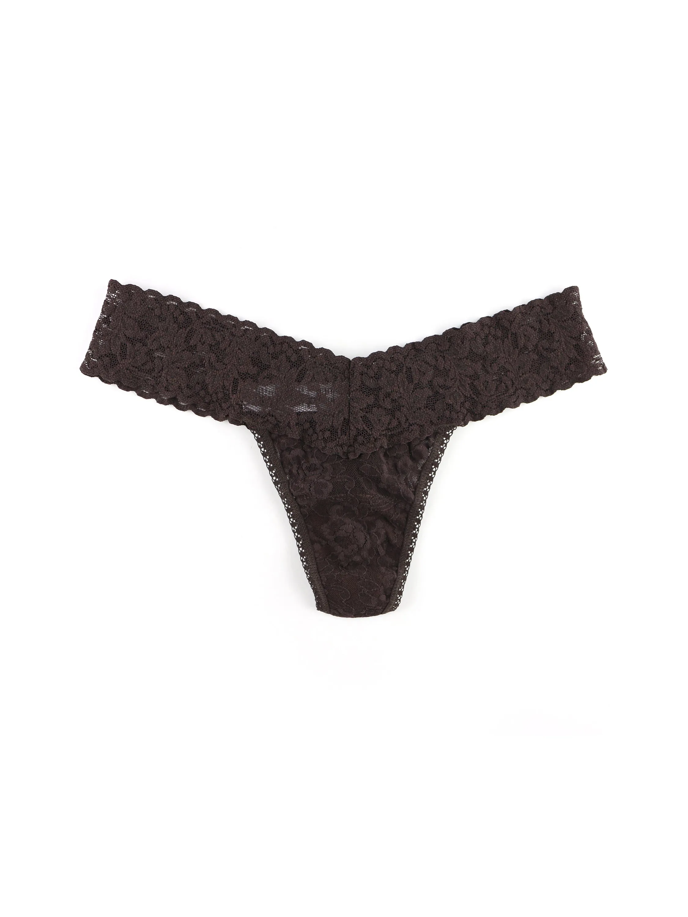 Petite Size Signature Lace Low Rise Thong Chocolat Noir