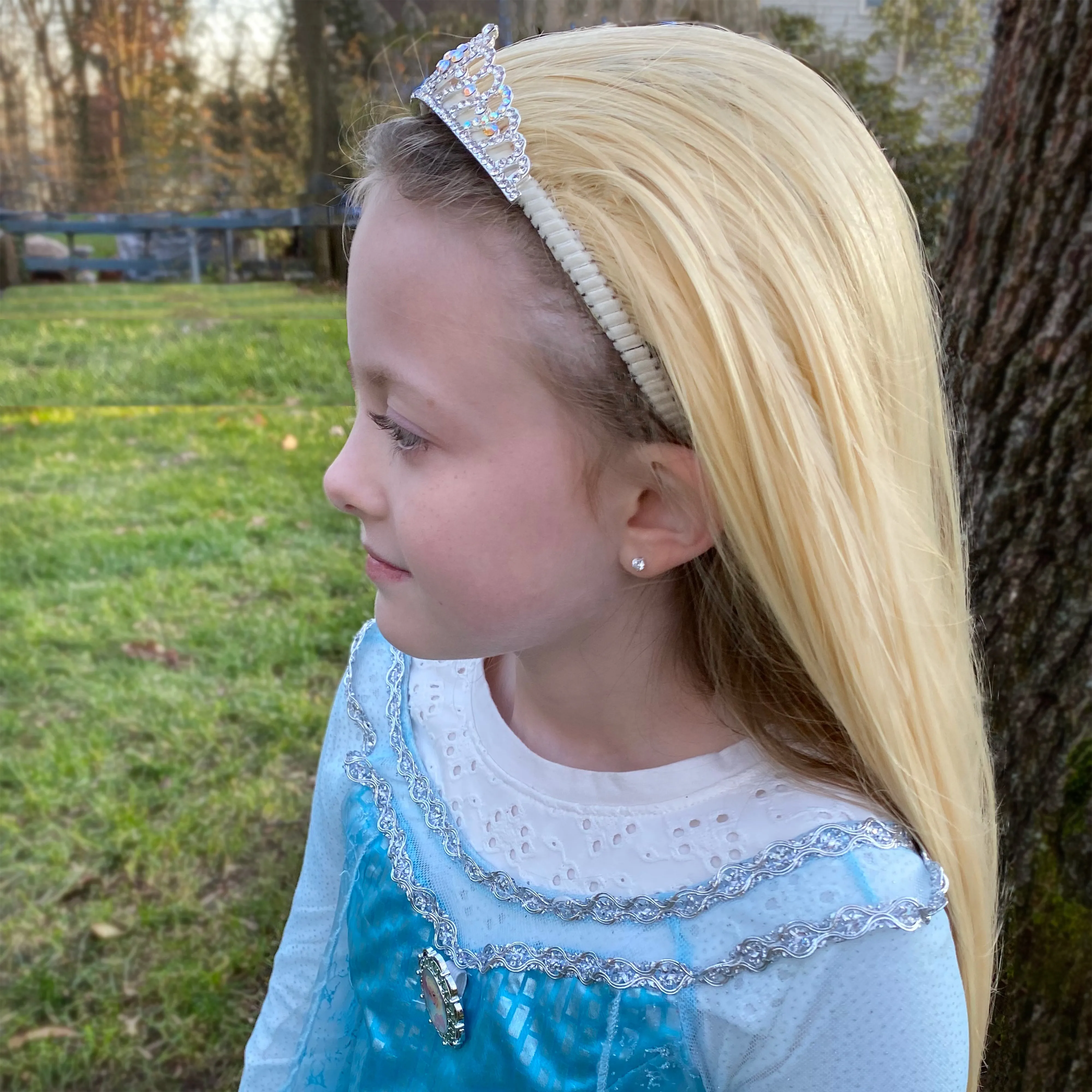 Princess Blonde Hair Extensions with Rhinestone Tiara Headband