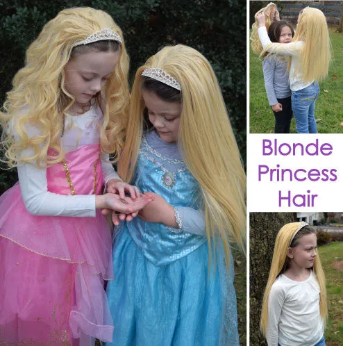 Princess Blonde Hair Extensions with Rhinestone Tiara Headband