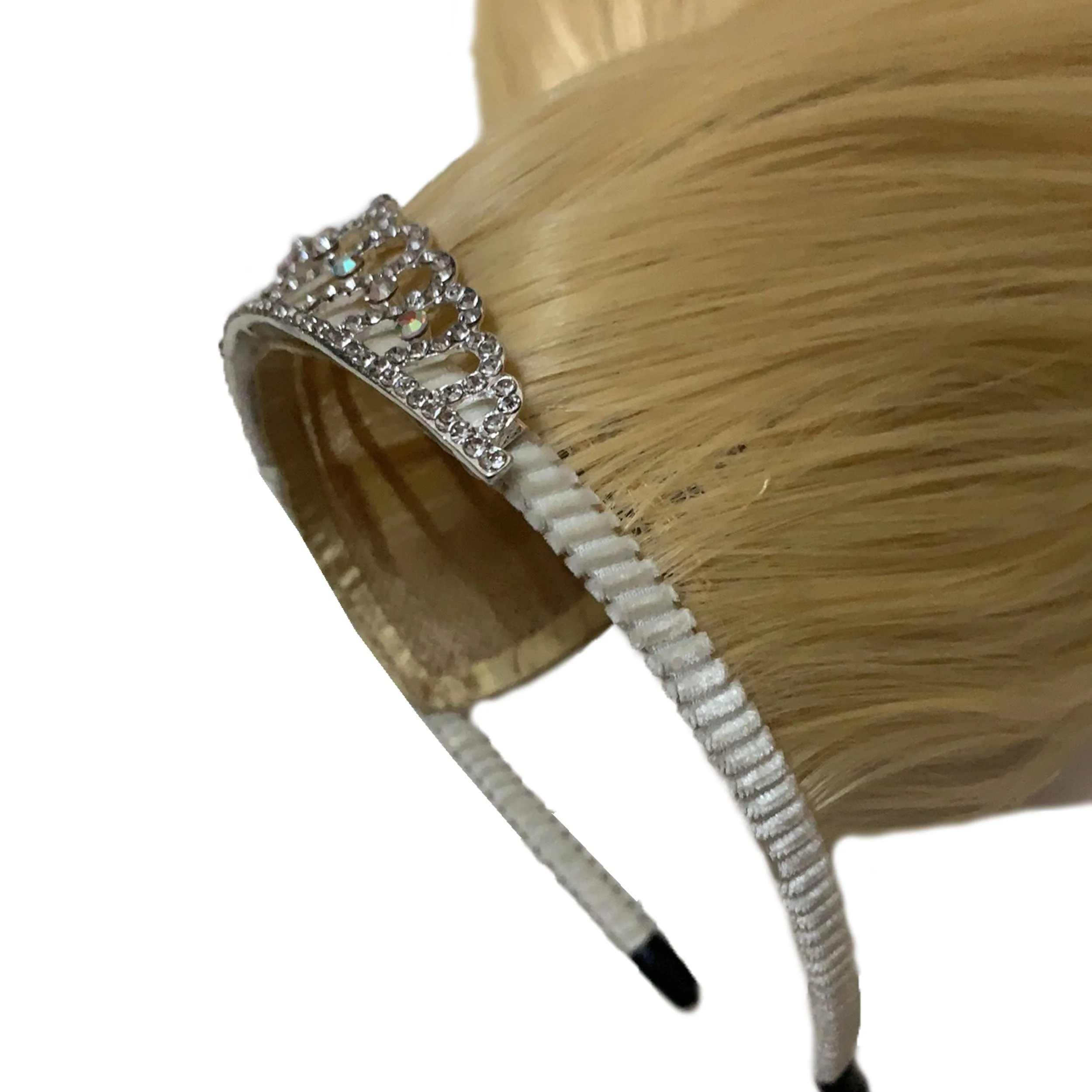 Princess Blonde Hair Extensions with Rhinestone Tiara Headband