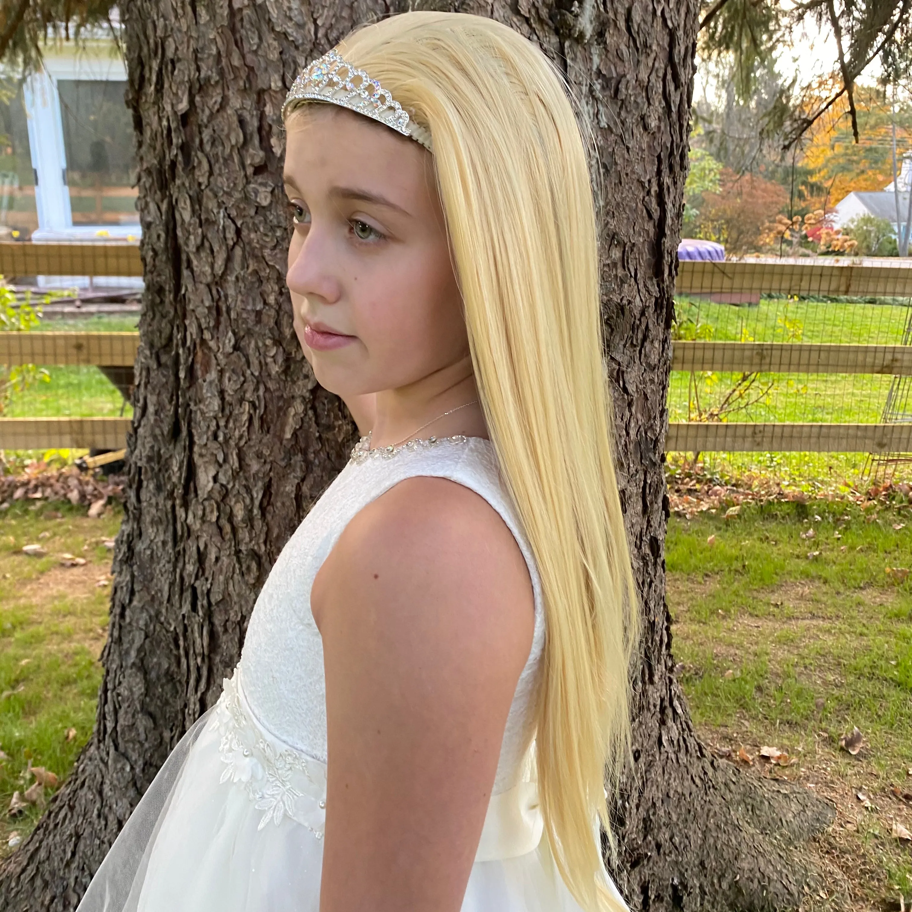 Princess Blonde Hair Extensions with Rhinestone Tiara Headband