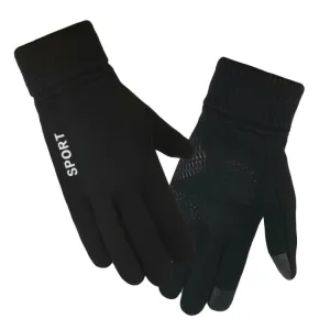 Q35 Suede Men Warm Gloves Touch Screen Sports Cycling Gloves, Size: One Size(Black)