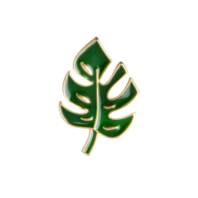 QIHE JEWELRY Cactus Palm Leaves Plant Tree Natural Lapel Pin Enamel Brooch Collar Pins Cactus Gift Cactus Jewelry