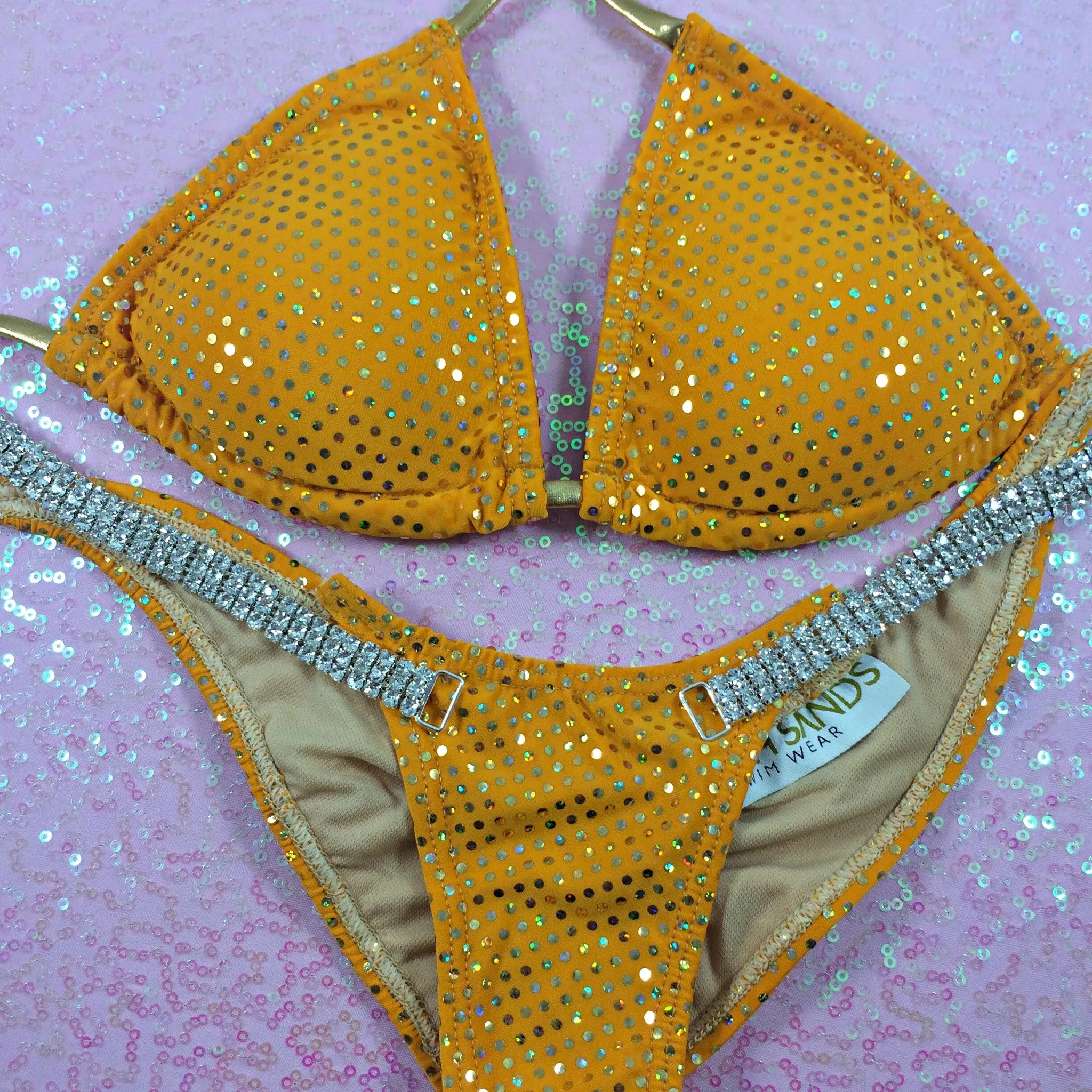 Quick Ship Sunset Sequin Bikini Micro cheeky bottom