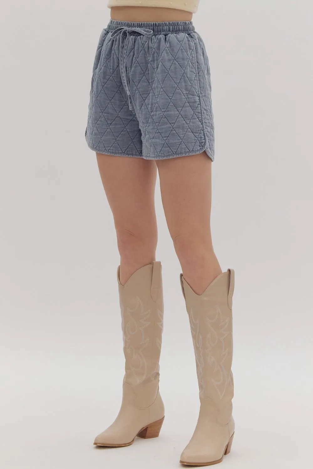 Quilted Shorts- Denim