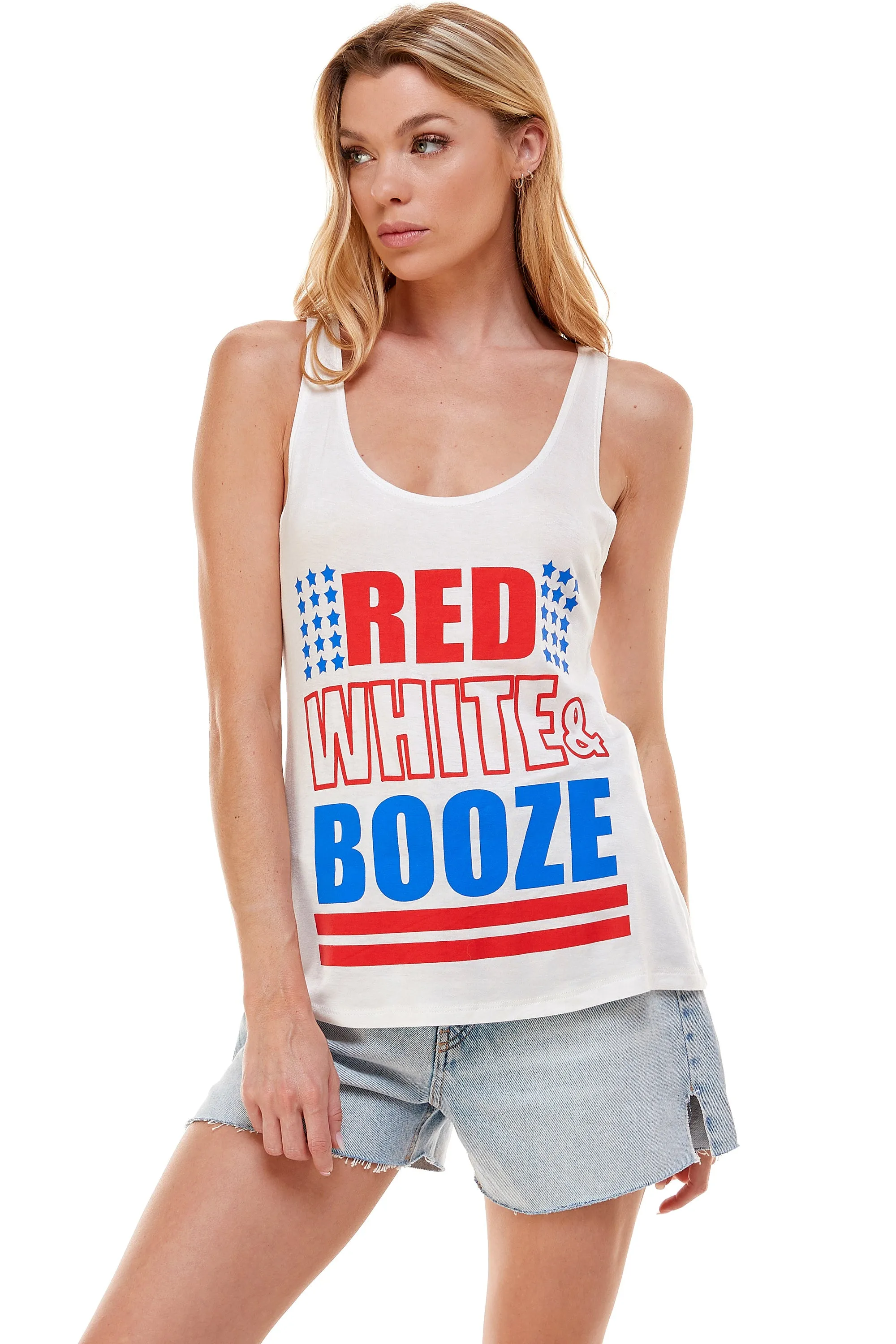 RED WHITE AND BOOZE TANK TOP