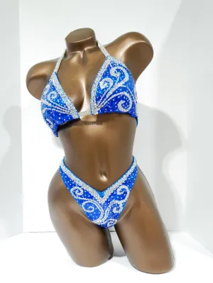 Royal Blue Sequin Figure Competition Suit