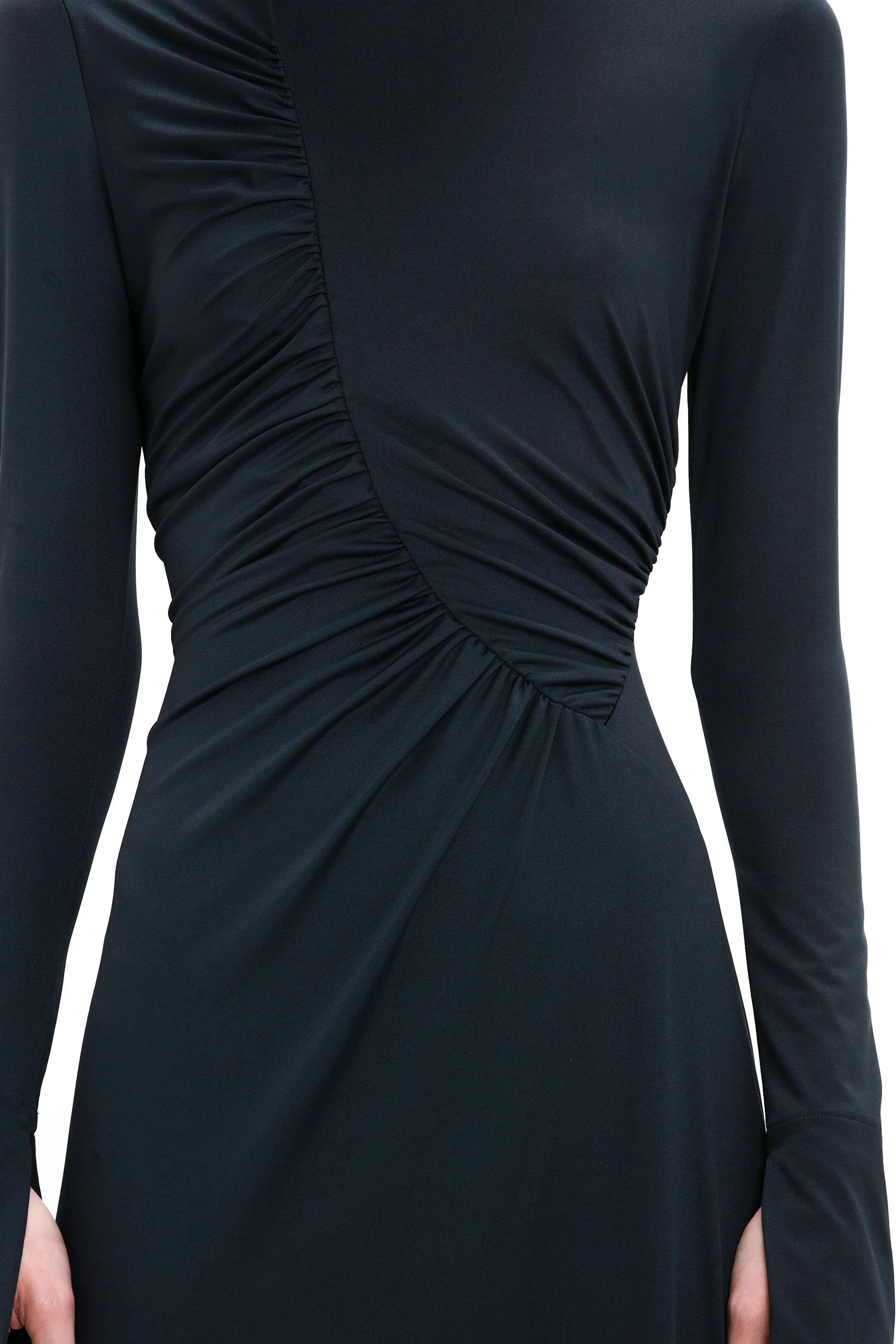 Ruched Detail Floor-Length Gown In Midnight