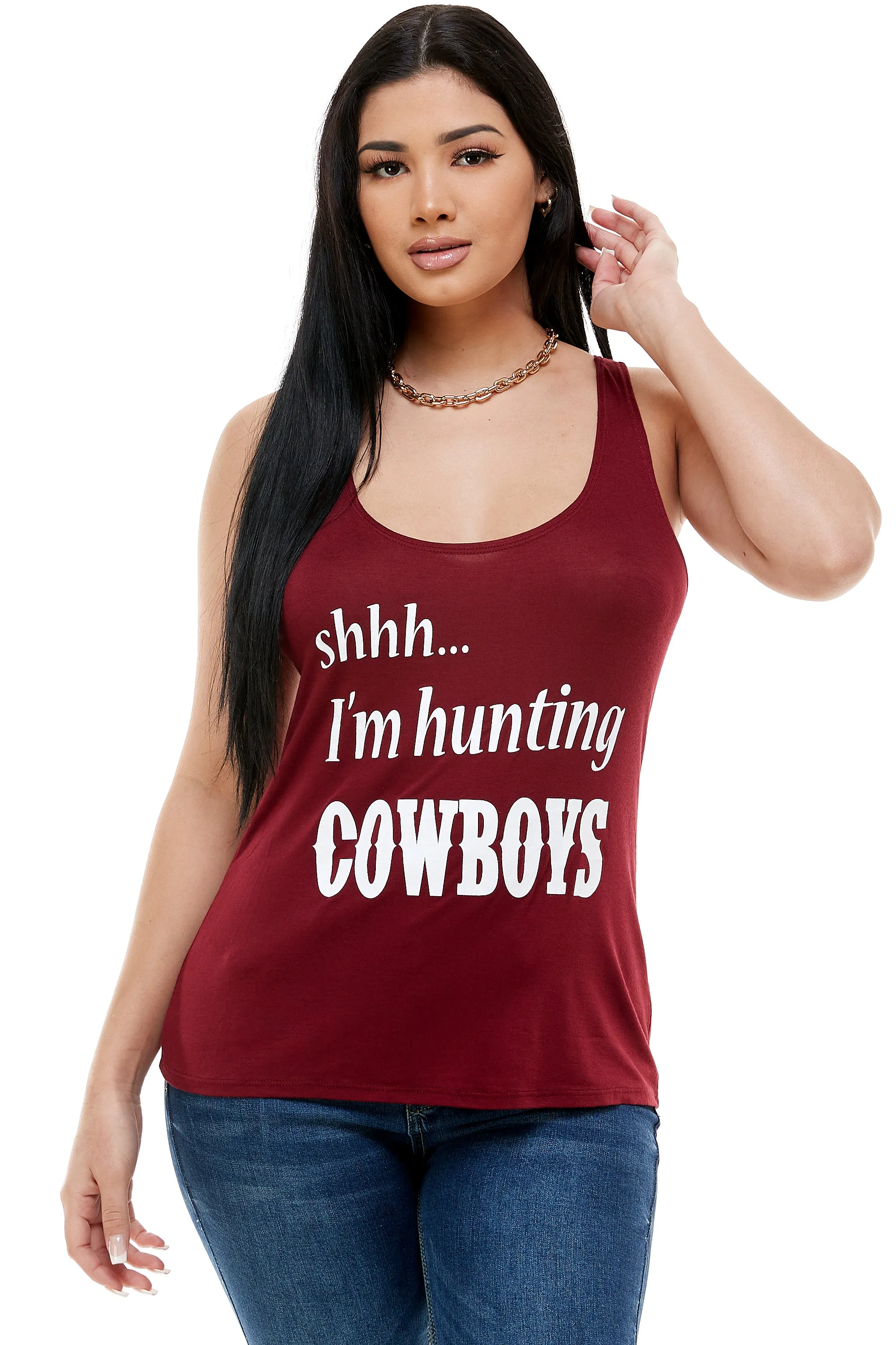 SHHH I'M HUNTING COWBOYS TANK TOP