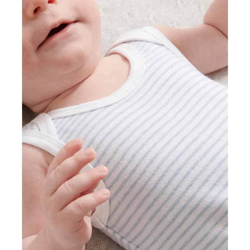 Singlet Bodysuit - Pale Blue Melange Stripe