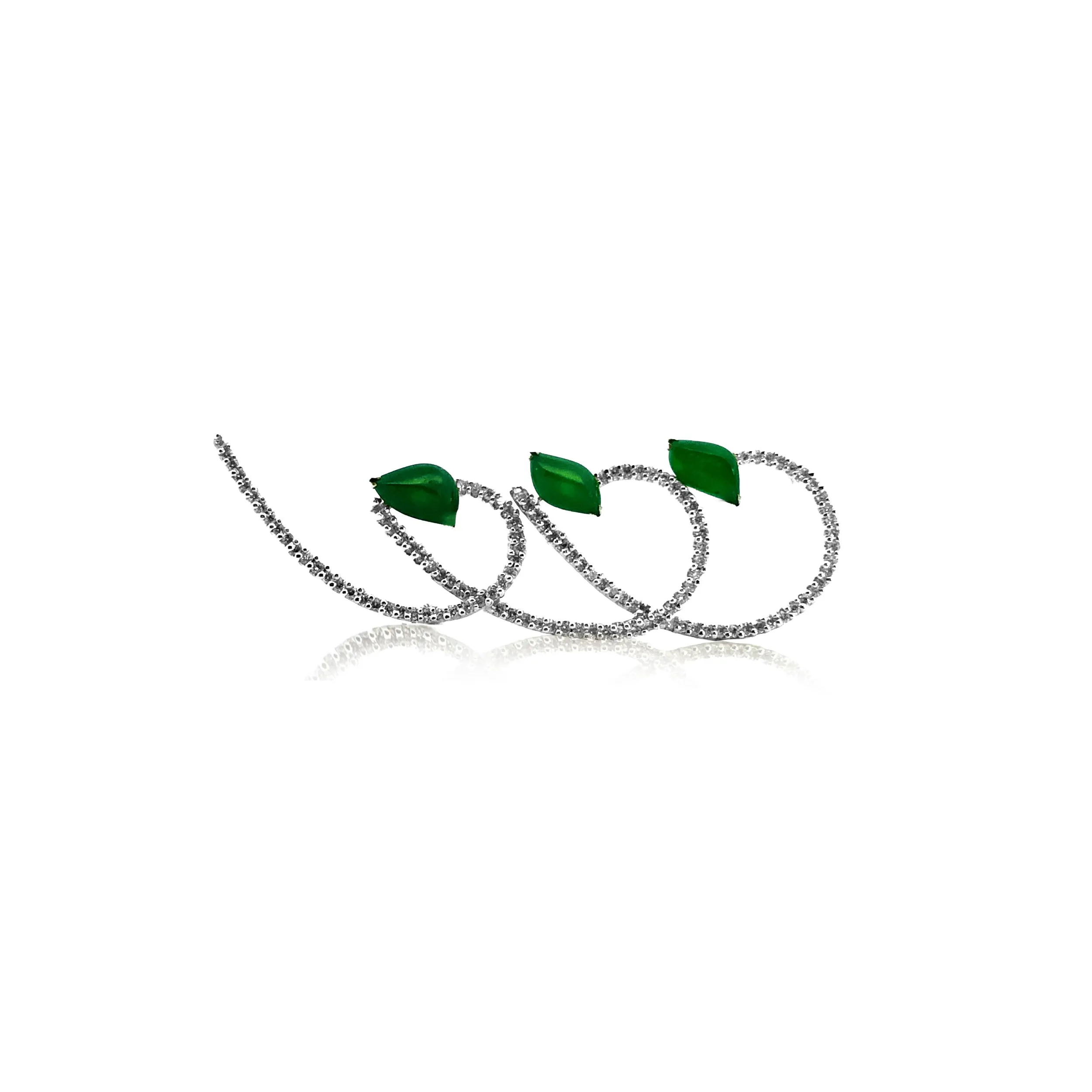 Spiral Diamond & Jade Brooch