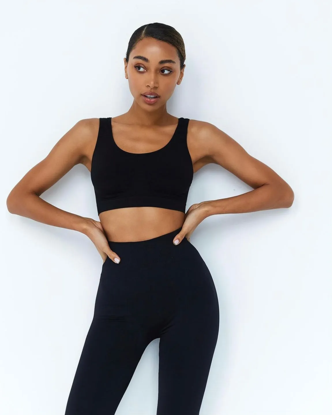 String top & Leggins Set - Night Black