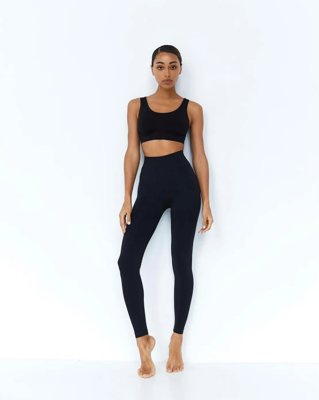 String top & Leggins Set - Night Black