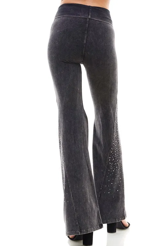 T-Party Crystal Rhinestones Yoga Pants - Black