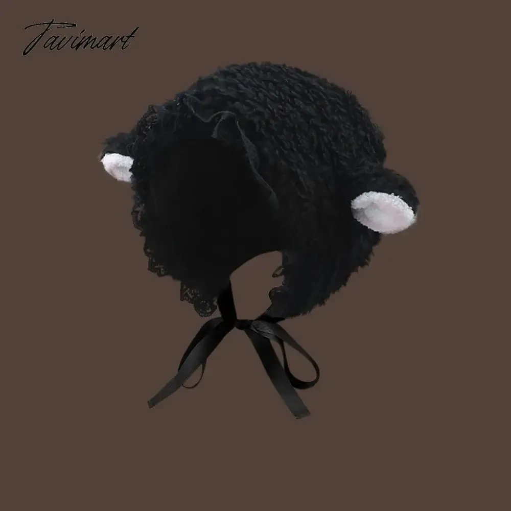 Tavimart Soft Lovely Lamb Cosplay Bucket Hat Outdoors Warm Winter Outdoors Hats Cosplay Hat Fluffy Hats Fluffy Costume Hats Gift