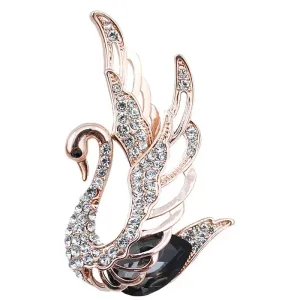 TEEK - Rhinestone and Crystal Swan Brooches