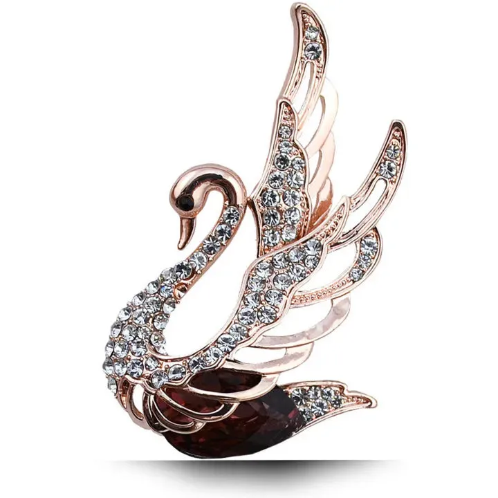 TEEK - Rhinestone and Crystal Swan Brooches