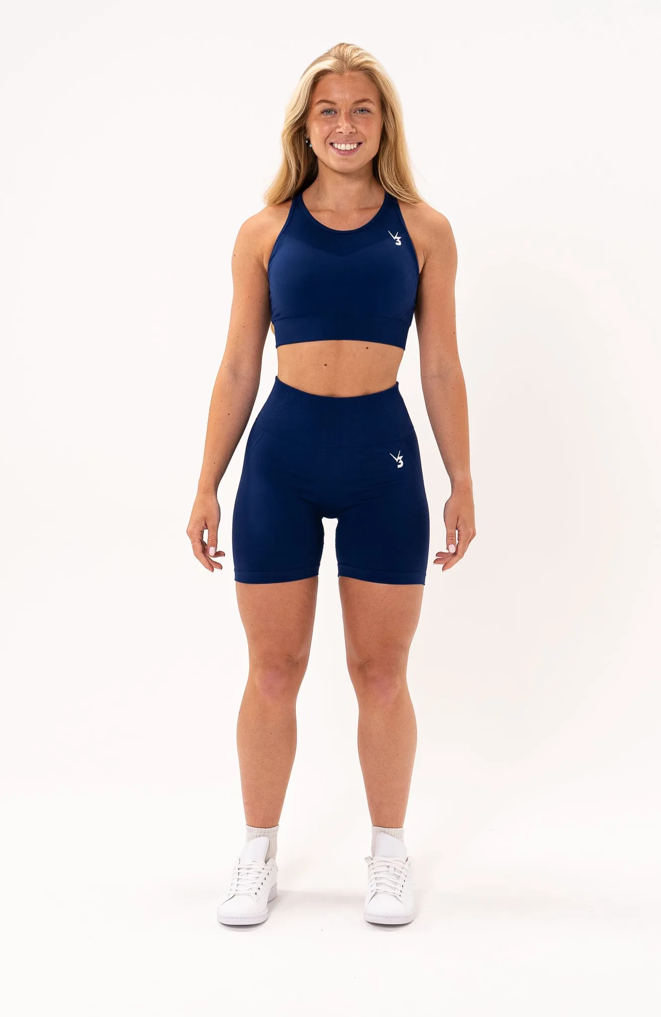 Tempo Seamless Scrunch Shorts & Sports Bra Set - Royal Blue