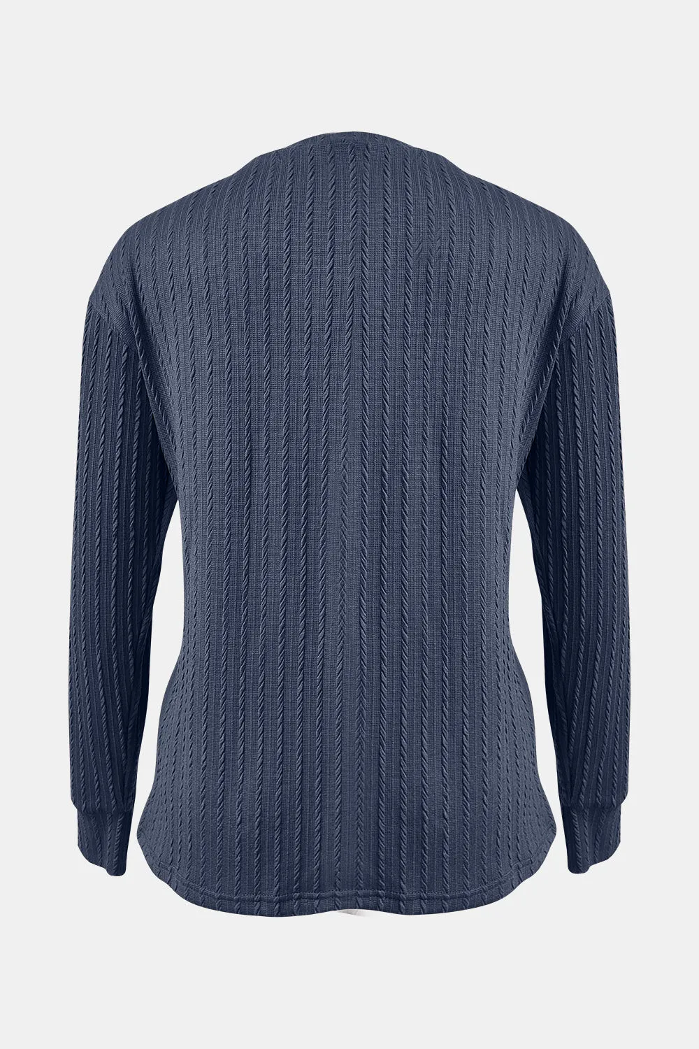 Textured V-Neck Long Sleeve T-Shirt