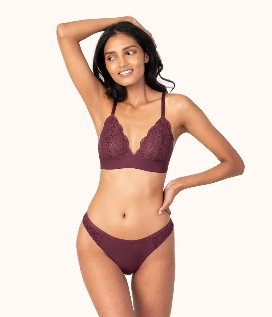 The Palm Lace Thong: Plum