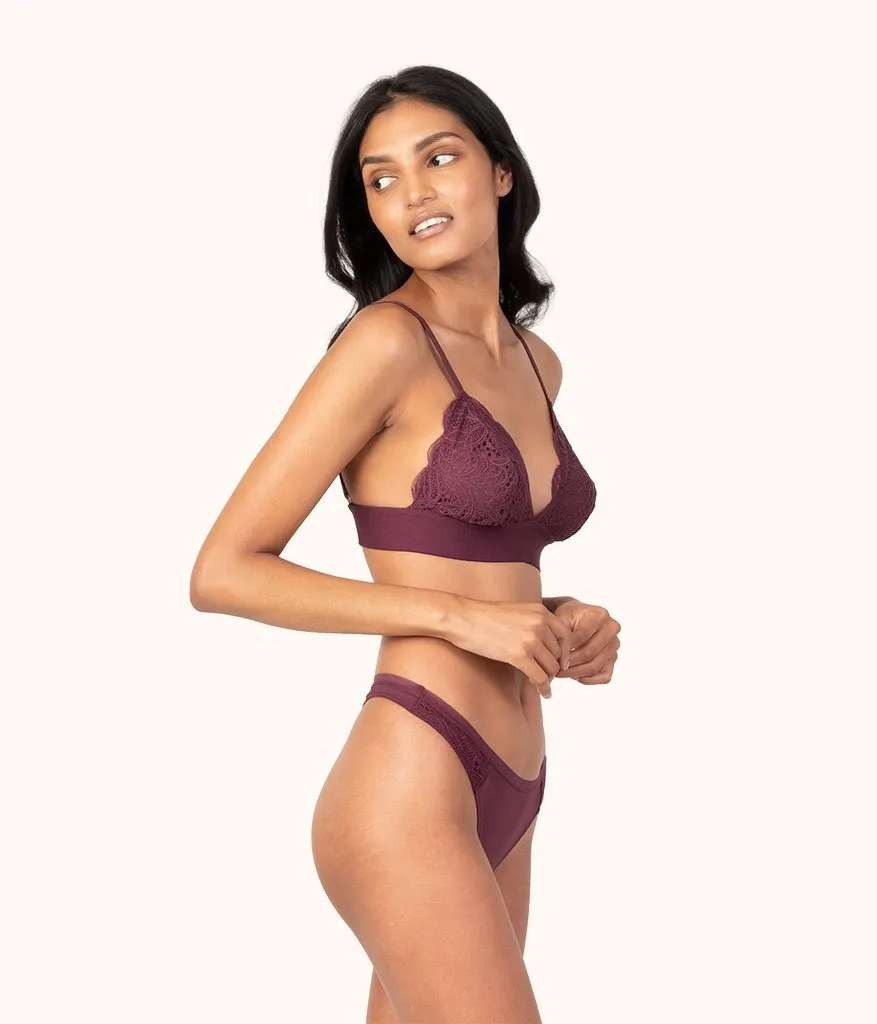 The Palm Lace Thong: Plum