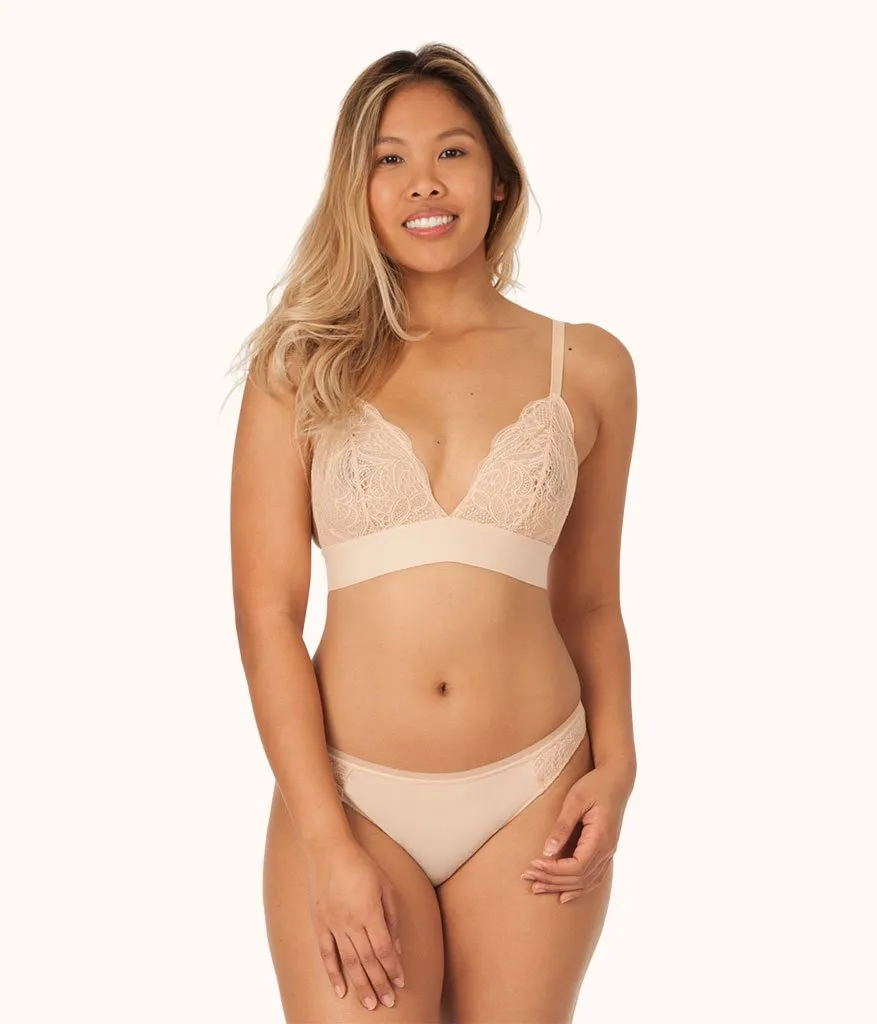 The Palm Lace Thong: Toasted Almond