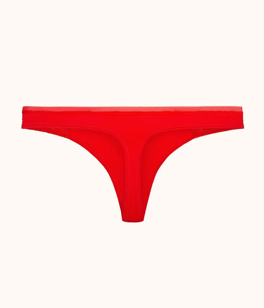 The Palm Lace Thong: Tomato Red