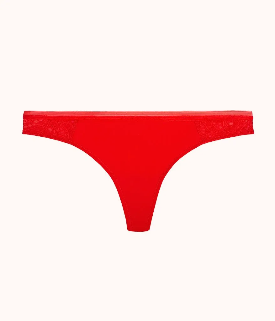 The Palm Lace Thong: Tomato Red