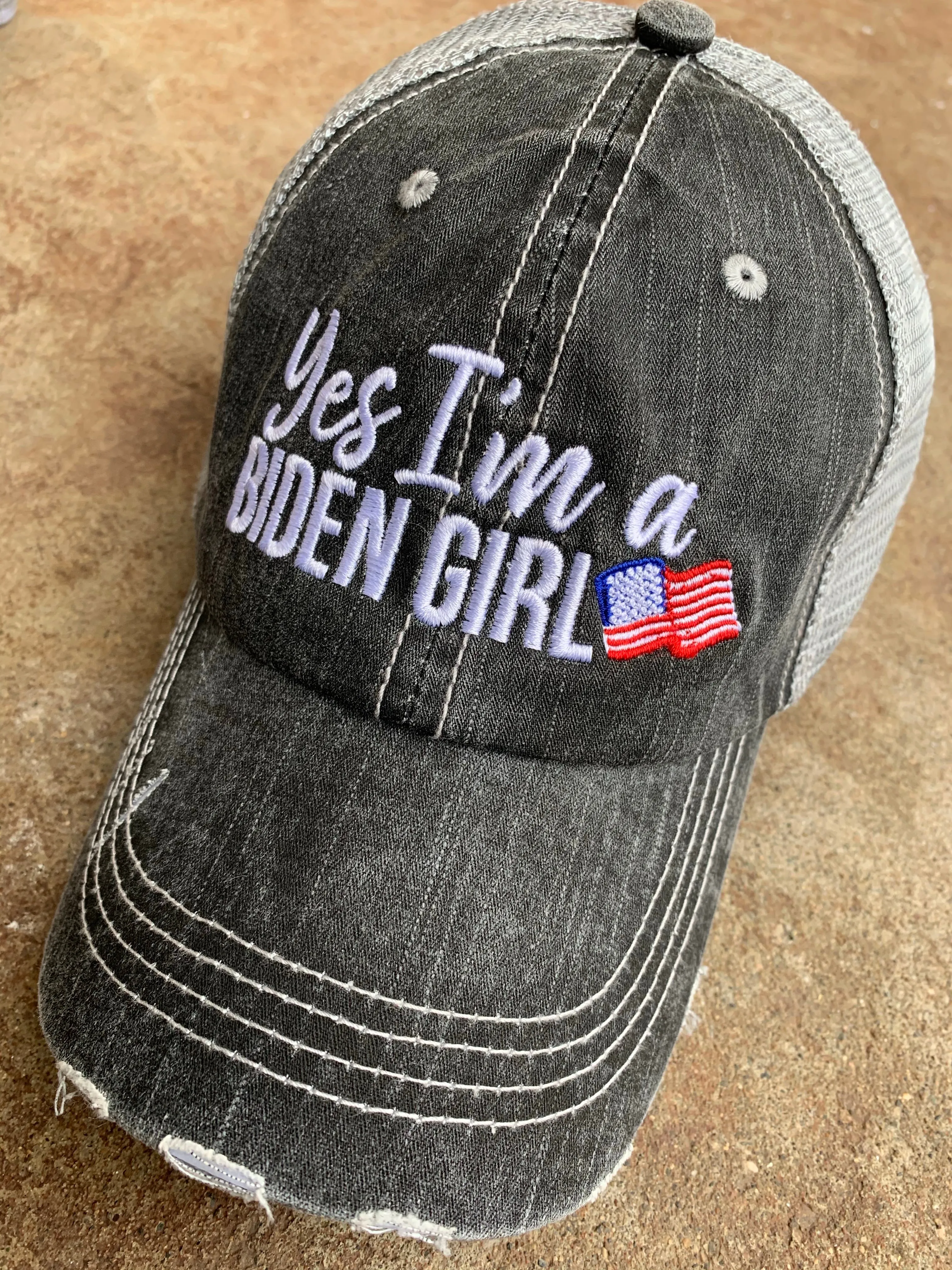 TRUMP hats Trump hair dont care YES I’m a Trump girl Yes American flag USA Embroidered unisex trucker caps mesh back adjustable womens mens Election Donald Trump