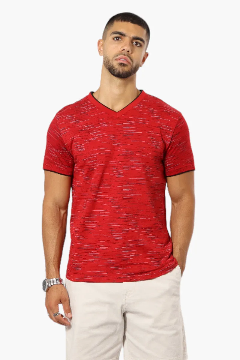 Urbanology Patterned V-Neck Tee - Red