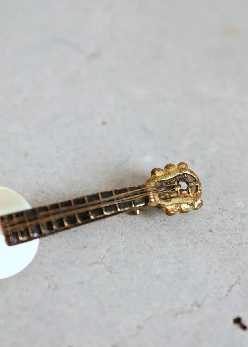 Vintage 1950s Mother of Pearl Guitar Brooch