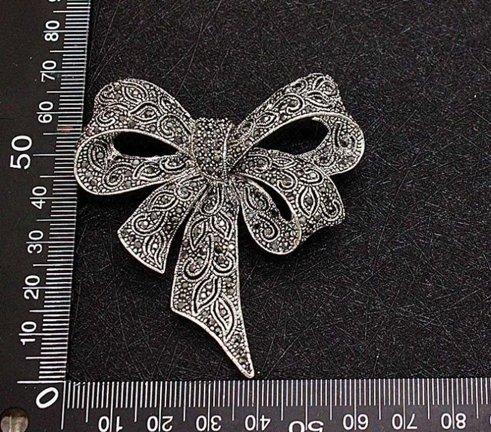 Vintage Rhinestone Bow Brooches