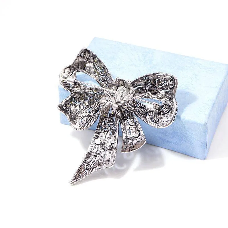 Vintage Rhinestone Bow Brooches