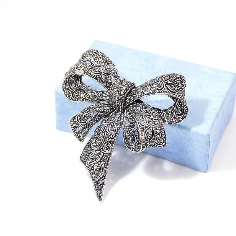 Vintage Rhinestone Bow Brooches