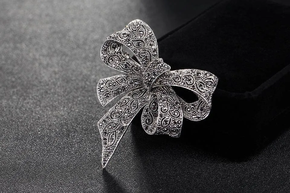 Vintage Rhinestone Bow Brooches