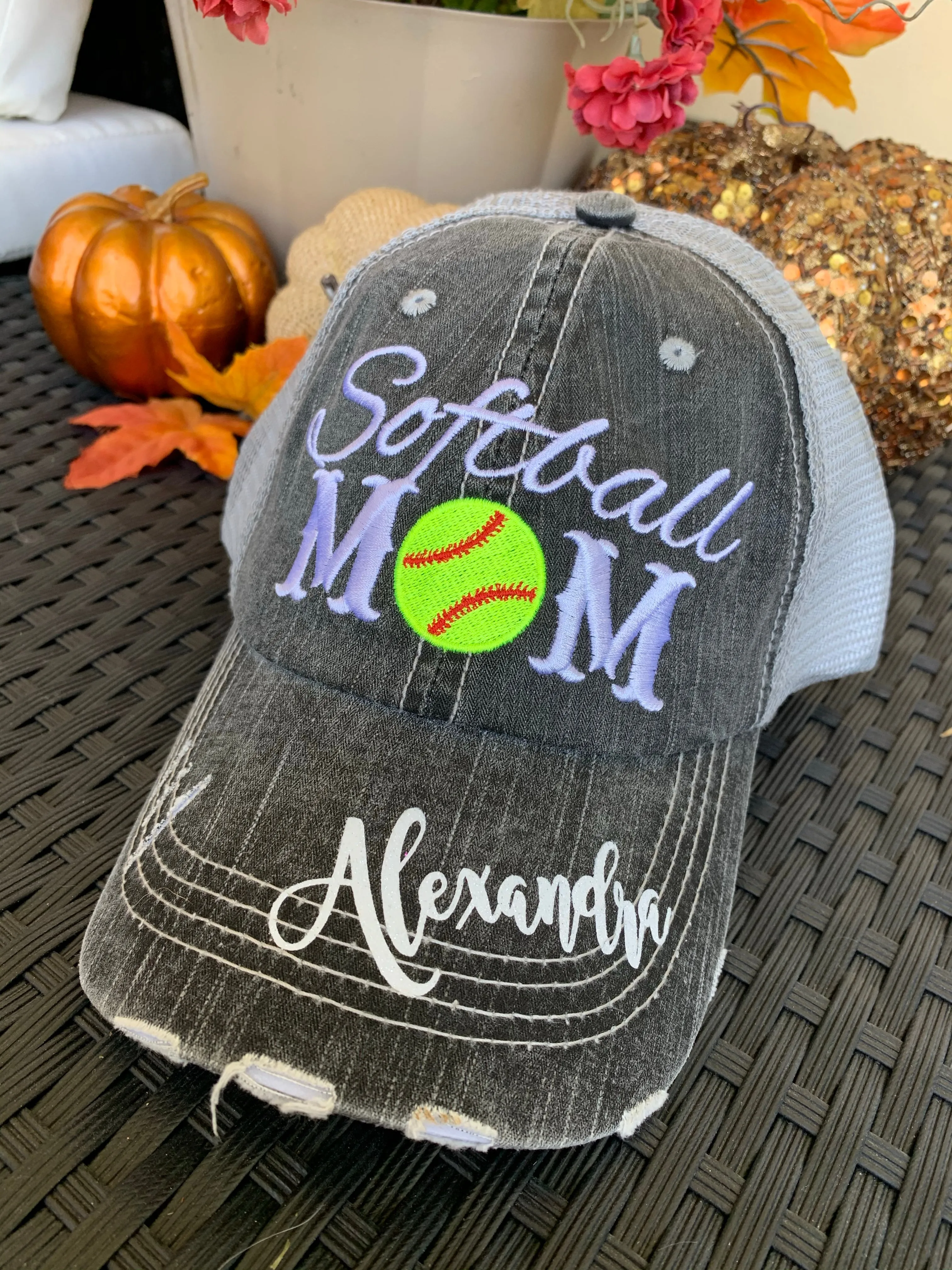 Volleyball hats and jewelry | Volleyball mom | Womens Embroidered distressed trucker caps | Personalize | Volleyball hair don’t care.