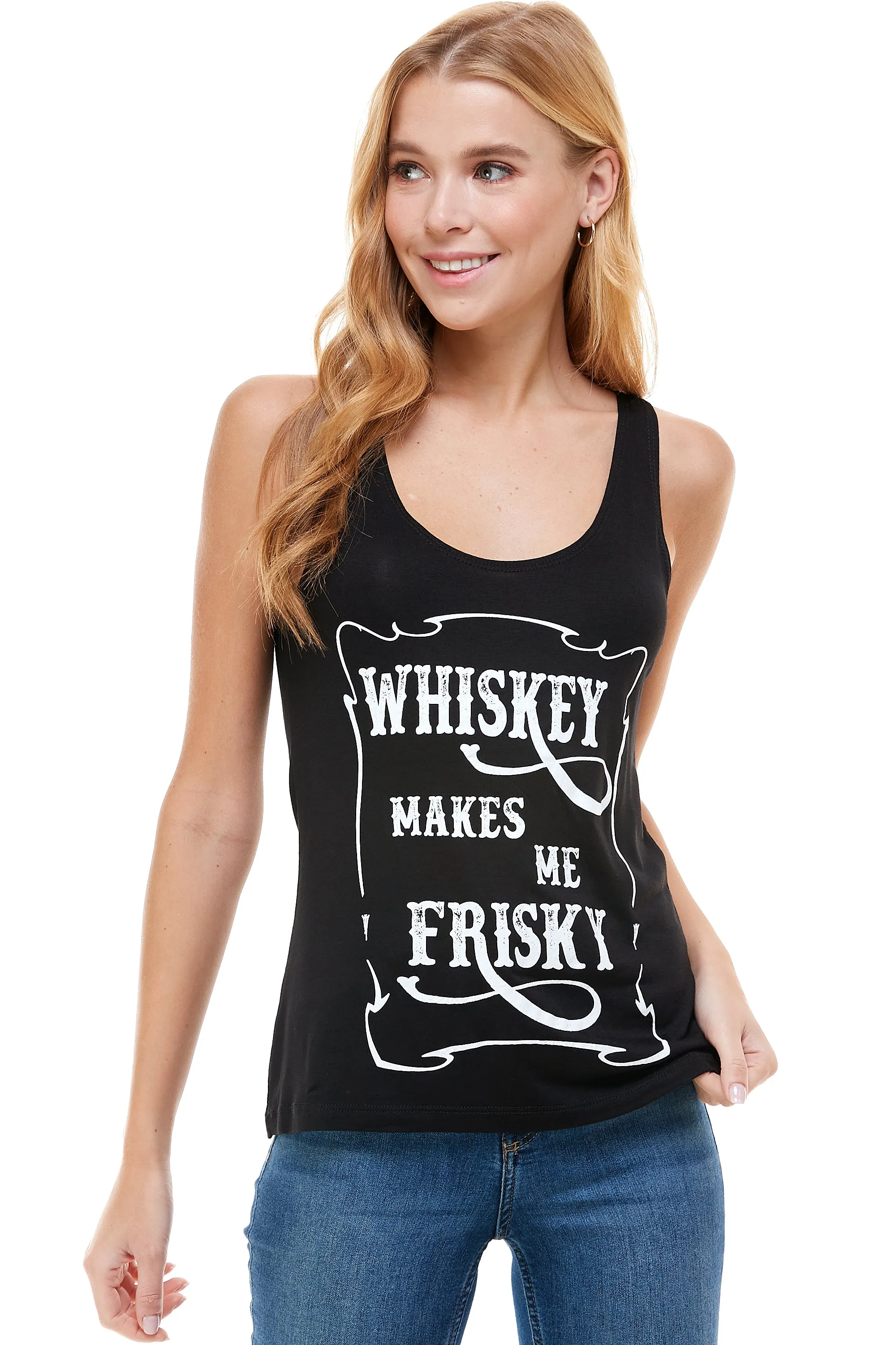 WHISKEY MAKES ME FRISKY TANK TOP