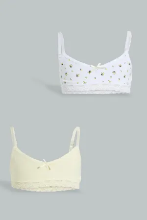 White And Yellow Comfort Bra For Senior Girls (Pack of 2)